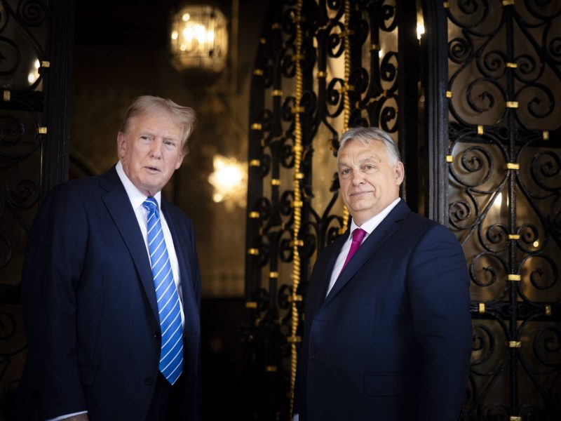 Palm Beach, 2024. július 12.
A Miniszterelnöki Sajtóiroda által közreadott képen Orbán Viktor miniszterelnök (j) és Donald Trump találkozója a korábbi amerikai elnök, republikánus elnökjelölt floridai rezidenciáján, Mar-a-Lagóban 2024. július 11-én.
MTI/Miniszterelnöki Sajtóiroda/Fischer Zoltán